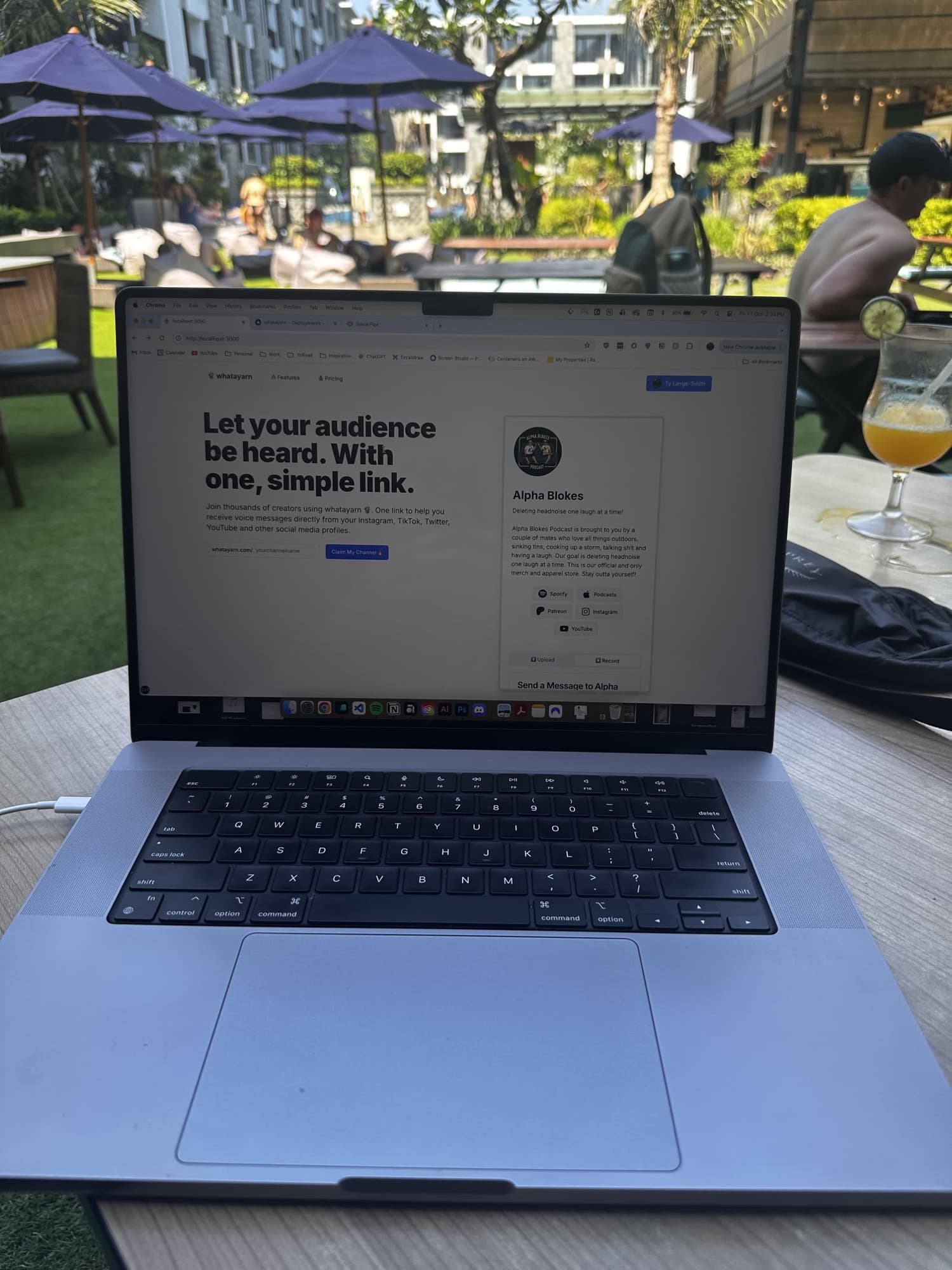 Ty’s laptop open to his first product, whatayarn, at a hotel in Bali on 11 October 2024